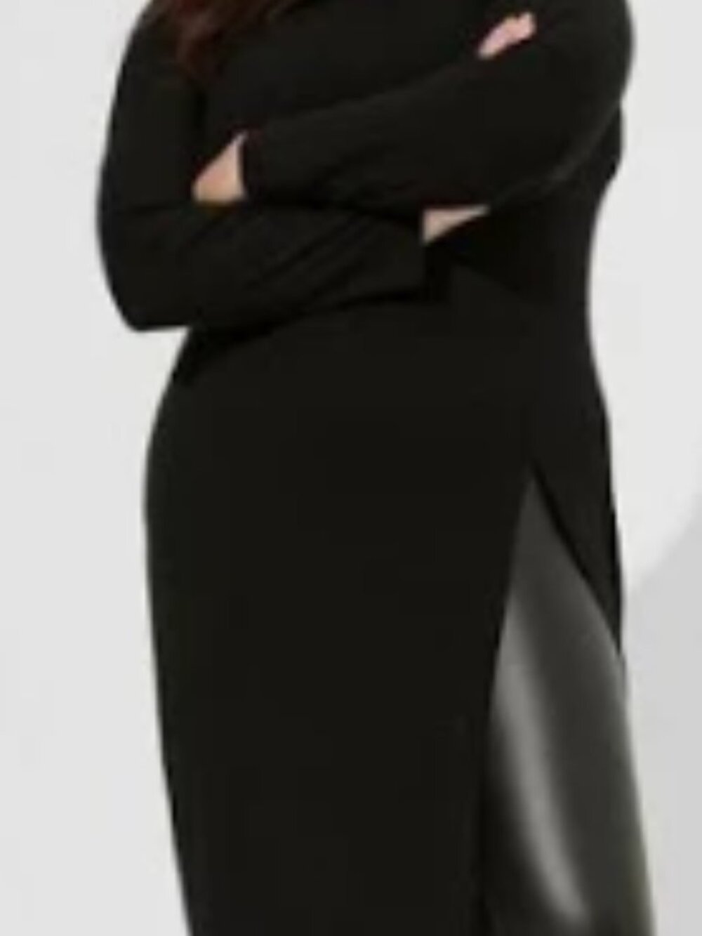 Torrid Long Super Soft, Rib Knit, High Slit, Mock Neck, Long Sleeve Dress Size 4 - Picture 11 of 11